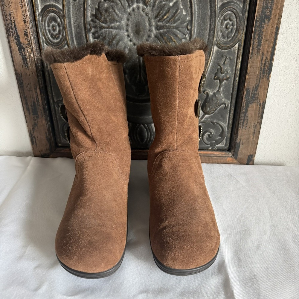 Alegria Nanook Coffee Brown Leather Faux Fur Winter Boot Sz 39 EU 9/9.5 US - Picture 3 of 9